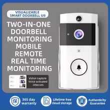 U9 Wireless Video Doorbell Video Intercom Surveillance Camera With Solar Rain Cover Long Standby Security Protection Cat Eye