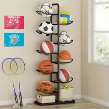 Multi-Layer Sports Equipment Storage Rack – Basketball, Toys, Rackets & Household Organizer