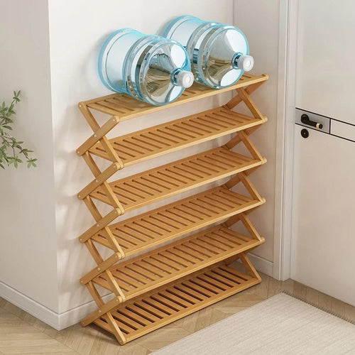 4-Tier Folding Bamboo Shoe Rack