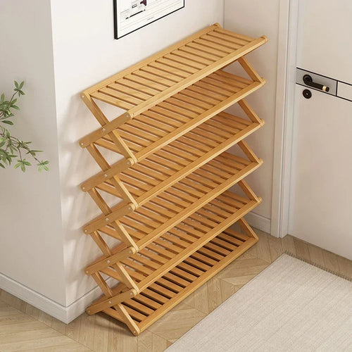 4-Tier Folding Bamboo Shoe Rack