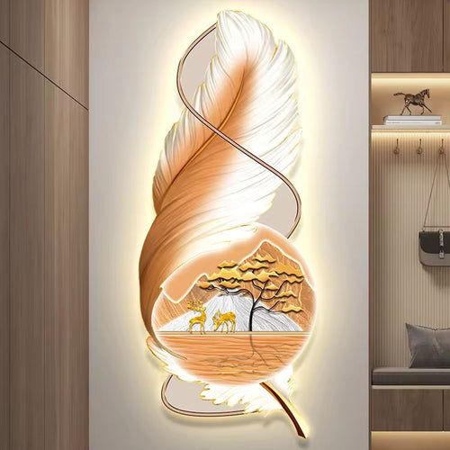 Modern Corridor LED Feather Decorative Wall Painting